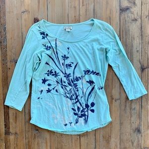 Lucky Brand Floral 3/4 Sleeve Tee Size Medium
